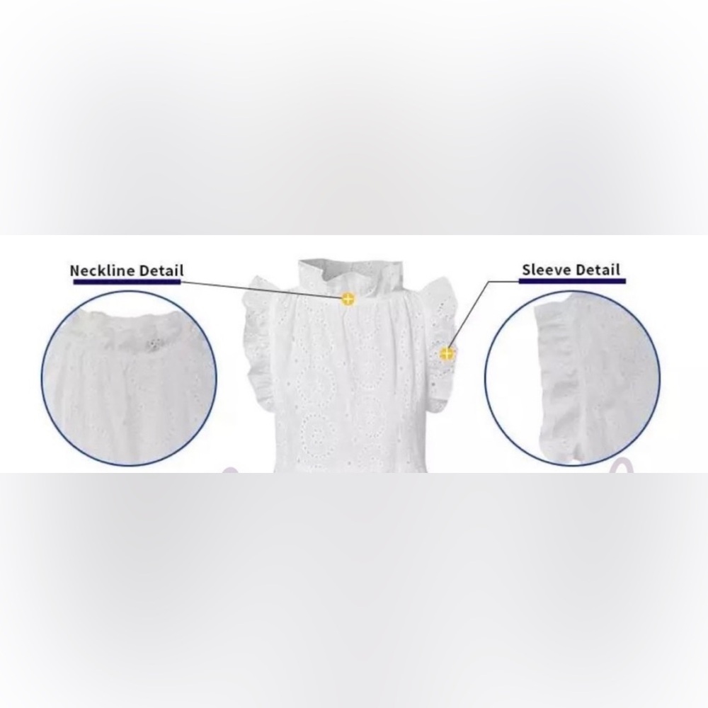 ➕Flutter Sleeve Eyelet Lace Dress. Color: White. Size: Plus - Picture 3 of 11